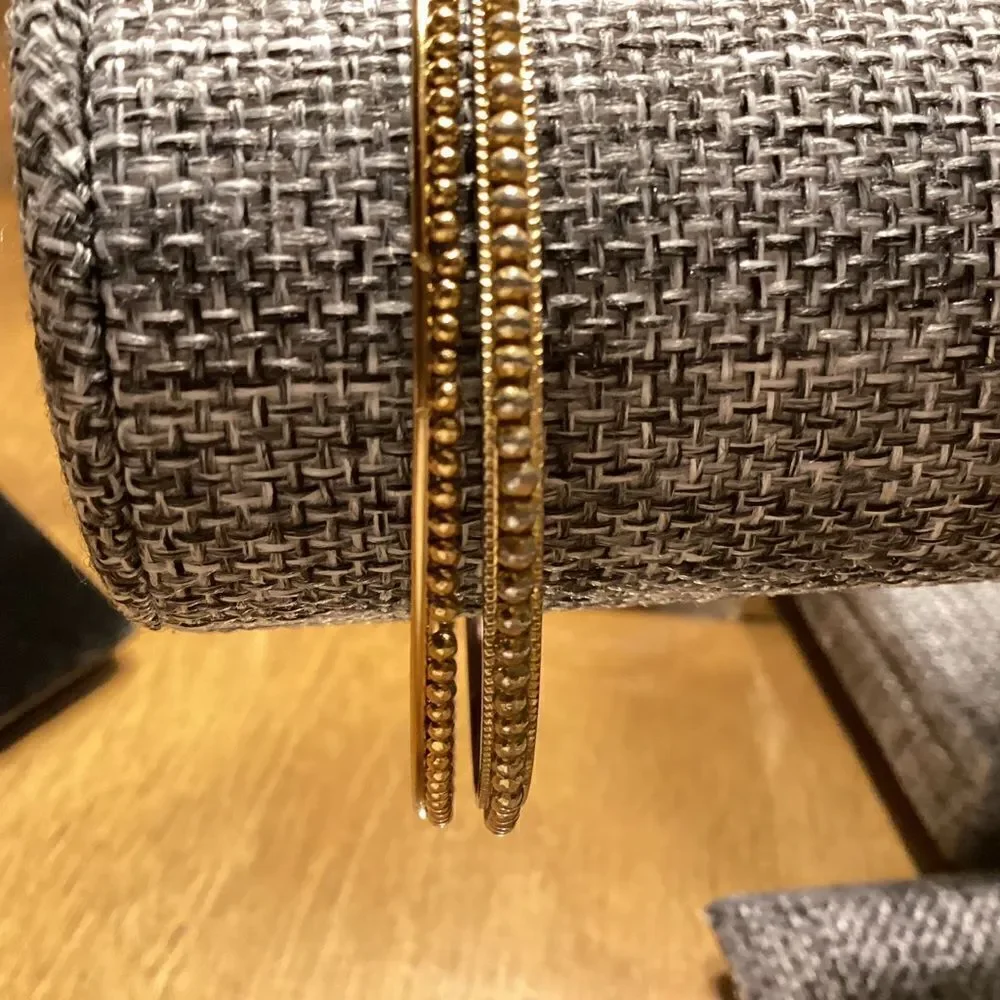 Set of 2 Brasstone Beaded Bangle Bracelets